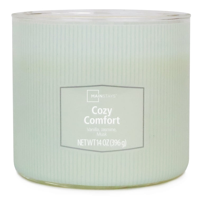 Mainstays Scented Candle 14 oz 3-Wick Textured Wrap Cozy Comfort