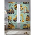 thumbnail image 2 of Construction Truck Sheer Curtains 84 Inch Length 2 Panels for Living Room, Cartoon Grips and Bulldozers Green Voile Kitchen Curtain Set, Luxury Privacy Drapes Window Treatment for Bedroom, 2 of 7