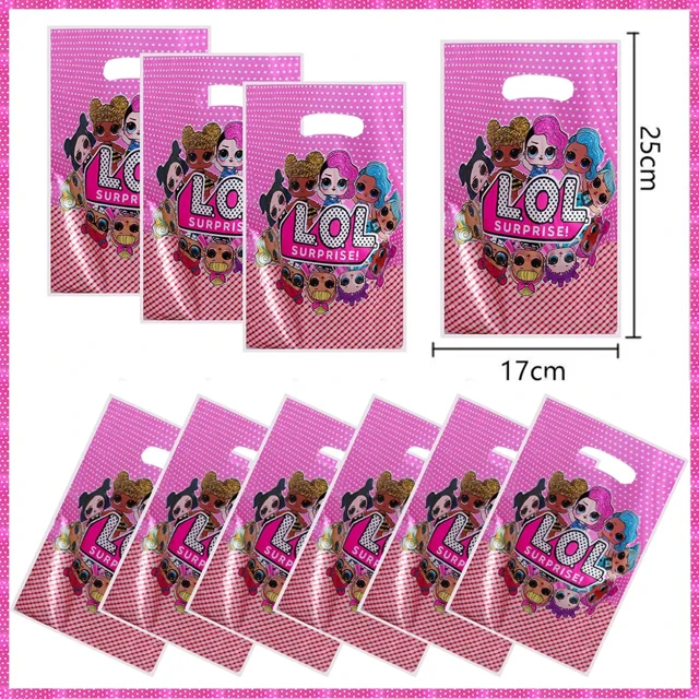 Decoración de fiesta de cumpleaños temática de juguetes para niñas, vajilla de papel sorpresa, Bandera de feliz cumpleaños, telón de fondo, globos, regalos de decoración(Gift bag-10PCS