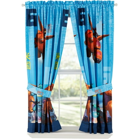 Disney Big Hero 6 Window Panels Kids Bedroom Curtains, set of two