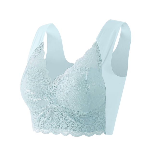 B91xZ Fashion Lace Unlined Underwire Bra Adjustable Strap Triangle Bra,Gray M