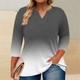 thumbnail image 2 of YUGYXL Plus Size Tshirts for Women 3/4 Sleeve Tshirts Gradient Color Baggy Shirts Casual V Neck Comfy Blouses Tops Dressy Lightweight Tees Black XXXL, 2 of 5