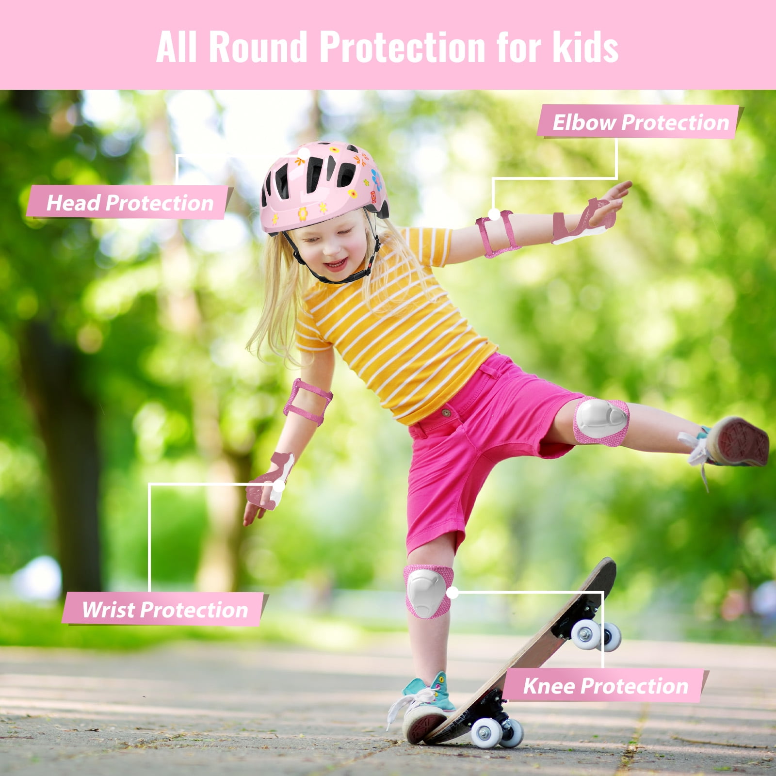 KORIMEFA Kids Bike Helmet Toddler Bicycles Helmets, Multi-Sport Protective Gear Set for 8-14 Years Boys Girls with Knee Elbow Pads Wrist Guards for Cycling,Skateboarding,Skating Scooter
