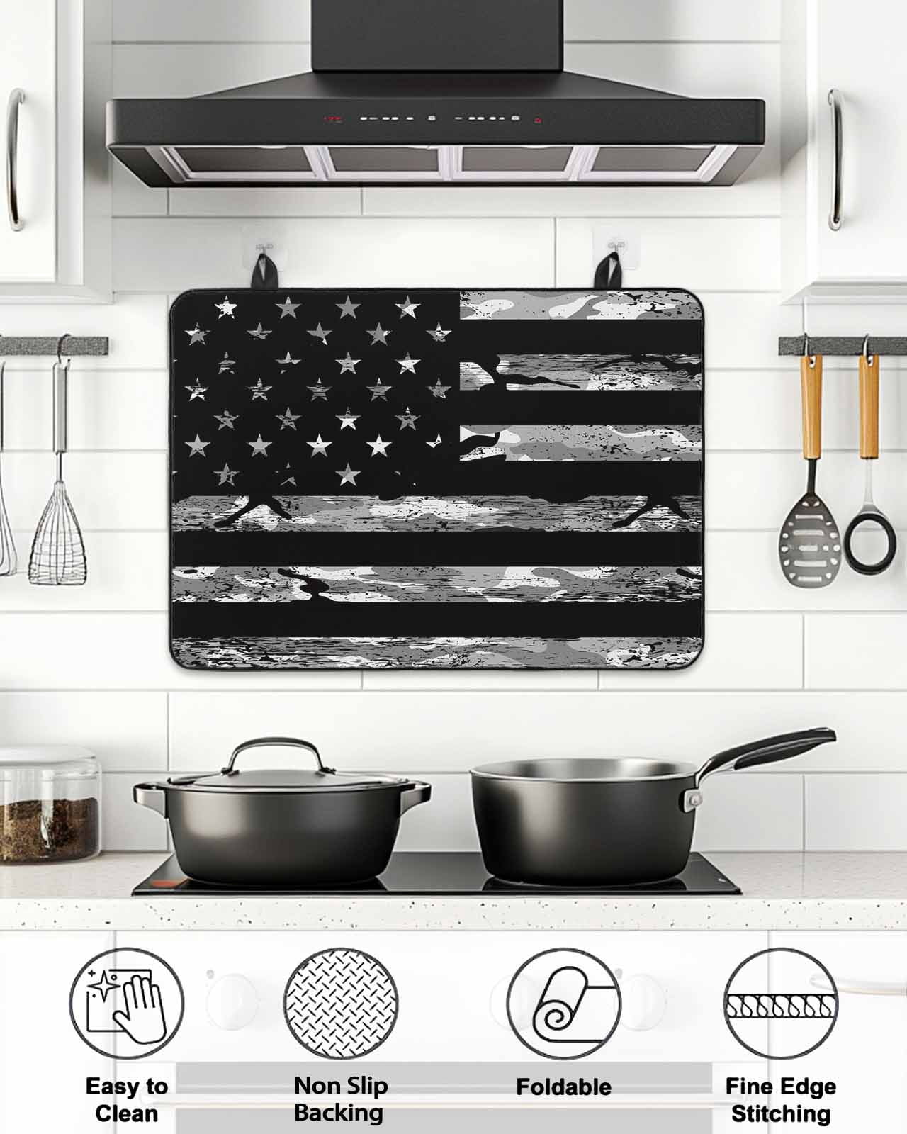 Stove Top Covers for Electric Stove, American Rustic Flag, Glass Stovetop Cover Protector, Independence Day USA Star Stripes Flag Induction Cooktop Protector Oven Mat for Kitchen Countertop 24"x21"