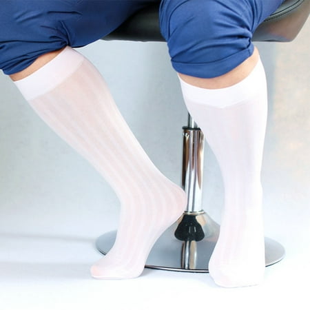 

Mens Striped Knee High Socks Wear Traceless Sheer Mesh Stockings Thin Socks