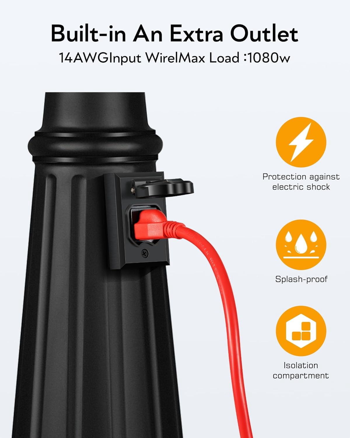 VIANIS Outdoor Post Light with Outlet 2-Head, Waterproof Ooutdoor Light Post Lamp, Anti-Rust Black Dusk to Dawn Light Posts for Outside for Garden, House, Doorway, Weather Resistant, Farmhouse Style
