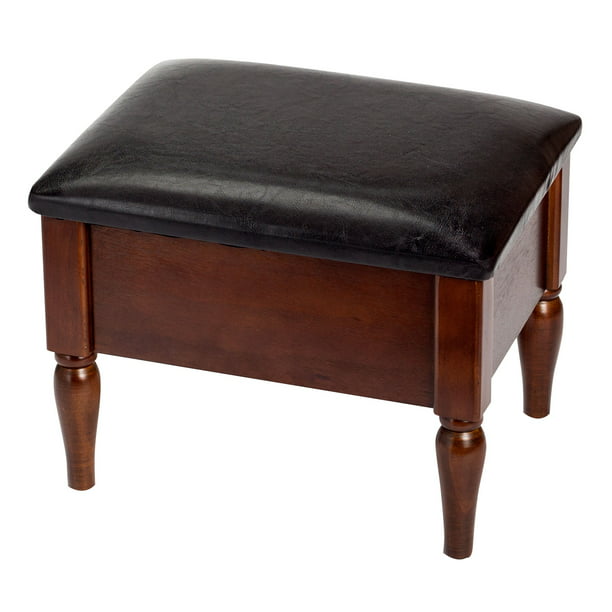 Faux Leather 15 75 Long Wooden Foot, Wooden Footstool With Storage