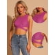 thumbnail image 2 of Disfraz de navidad Camiseta corta sin mangas con cuello redondo y purpurina para mujer Rosa Caliente M, 2 of 5