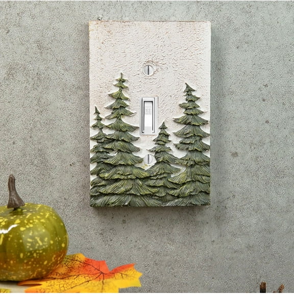 Rustic Evergreen Pine Trees Forest Wall Cover Plate 2-Pack Single Toggle Switch