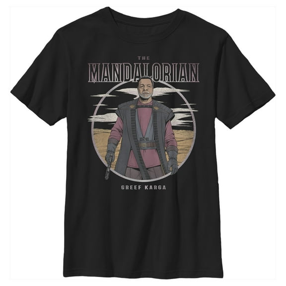 Boy's Star Wars: The Mandalorian Greef Karga Portrait Graphic Tee Black Large