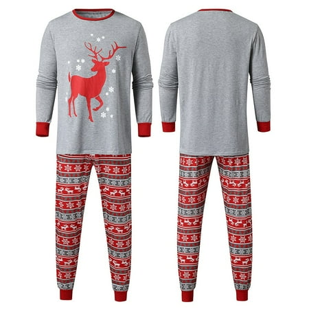 

VKEKIEO Sexy Pajamas for Women Christmas Men Deer Print Long Sleeve Tops+Pants Xmas Family Clothes Pajamas