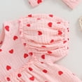 thumbnail image 7 of Bagilaanoe Newborn Baby Girl Valentine's Day Rompers Heart Print Short Puff Sleeve Bodysuits + Headband 3M 6M 12M 18M Infant Casual One Piece Jumpsuit, 7 of 7