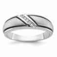 thumbnail image 2 of Auriga Fine Jewelry 14K White Gold with Black Rhodium Men's Polished and Satin 1/15 Carat Lab Grown Diamond Ring Size 10, 2 of 5