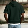 thumbnail image 5 of Cotton T-Shirts for Men Short Sleeve Hooded Zipper Sports Casual Top Army Green M, 5 of 7