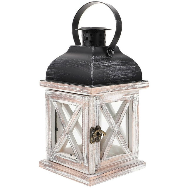 Vintage Wooden Candle Lantern Holder For Romantic Atmosphere Outdoor Decor 21X11.5X11.5CM 1Set