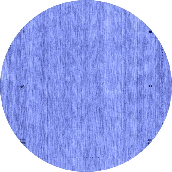 Ahgly Company Machine Washable Indoor Round Abstract Blue Contemporary Area Rugs, 5' Round