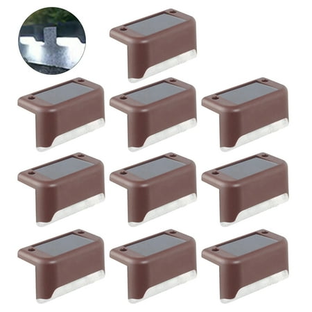 

GoldHub 10Pcs Solar Deck Lights Waterproof LED Solar Wall Light Auto On/Off Zero Cost Step Lighting Warm/White/Colored Glow Fence Lights for Garden Stairs Poolside Safety
