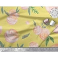 thumbnail image 2 of Soimoi Yellow Silk Fabric Leaves & Peach Floral Watercolor Printed Craft Fabric by The Yard 42 Inch Wide, 2 of 3