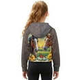 thumbnail image 6 of Chaqlin Sunflower Butterfly Horse Youth Zipper Sweatshirt with Pocket Quarter Zip Up Sweatshirts Trendy Sporty Pullover for Soccer Basketball Gym Size 9-10, 6 of 7