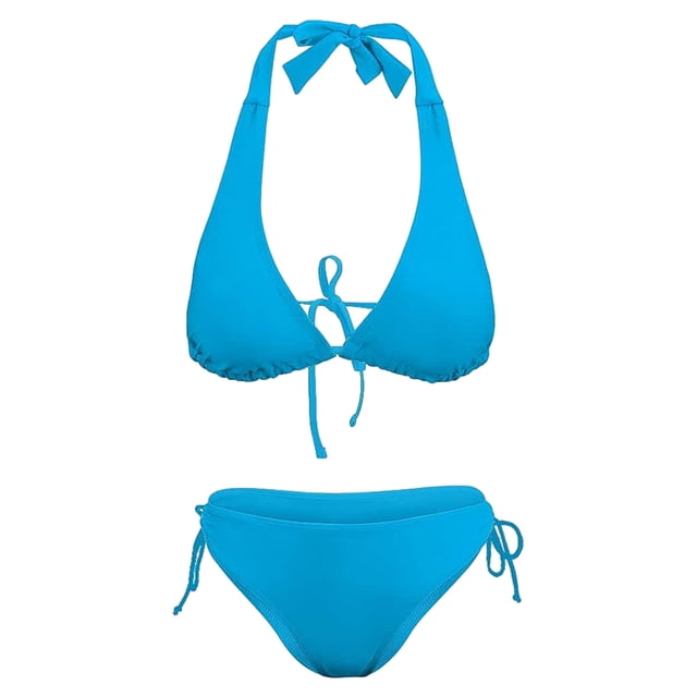 Traje de baño de dos piezas para mujer, bikini sexy con tanga y cuello halter, conjunto de bikini con lazos laterales