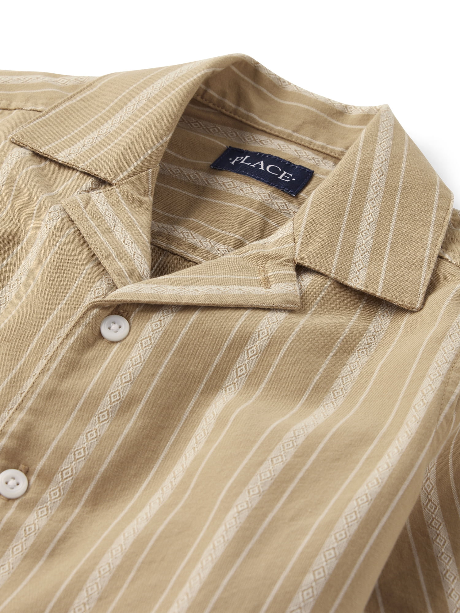 The Children's Place Boys Short Sleeve Embroidered Textured Button Up Shirt, Sizes XS-XXL