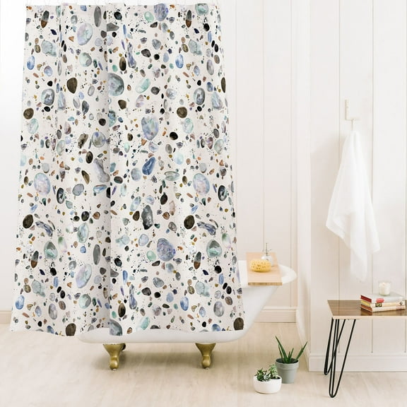Society6 Ninola Design Pebble Terrazzo Blue Shower Curtain 71" x 74"