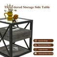 thumbnail image 5 of GZXS Modern Industrial End Table with Drawer, 3-Tier Square Nightstand with Clear Tempered Glass Top and Metal Frame, 1 Pack, Rustic Wood Grain, 5 of 10