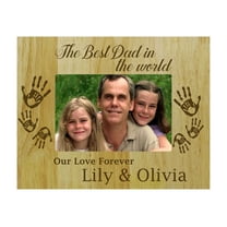 Engraved Wood Personalized Picture Frame With Names, Best Dad In The World - Fathers Day Gift - 5 x 7 Inches Vertical