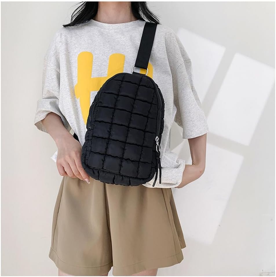 Puffer Belt Bag for Women Padded Crossbody Purse Waist Packs Cross Body Hobo Shoulder Travel Purse Cute Quilted Fanny Pack