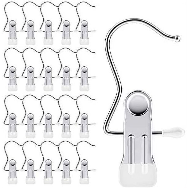 Laundry Hooks with Clips, Boot Hangers for Closet, Portable Laundry
