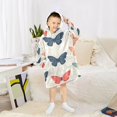 thumbnail image 6 of FORMRS Wearable Blanket Hoodie with Sleeves for Kids Cozy Flannel Sweatshirt, Orange Butterflies, 6 of 7
