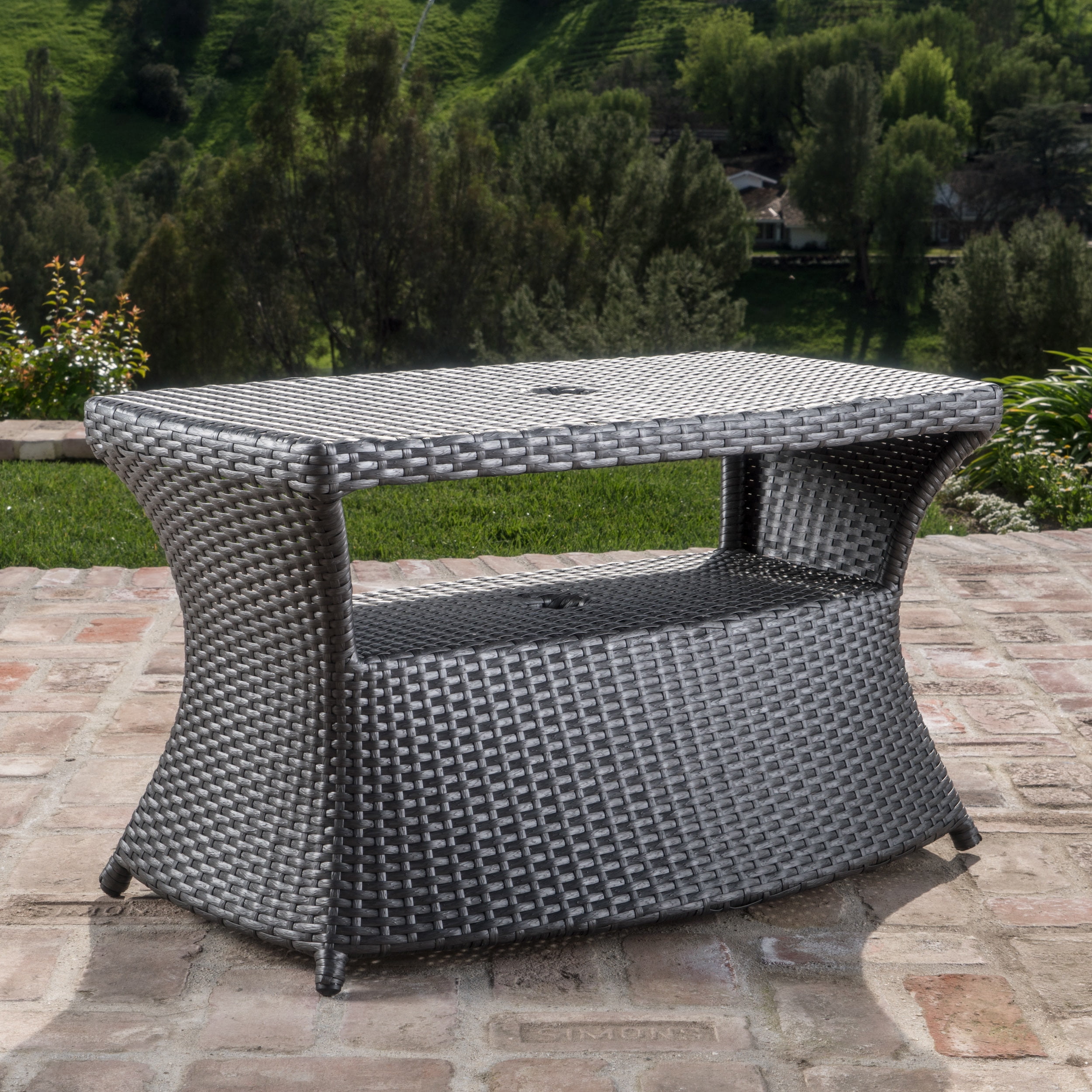 Amarelle Outdoor Wicker Side Table, Grey