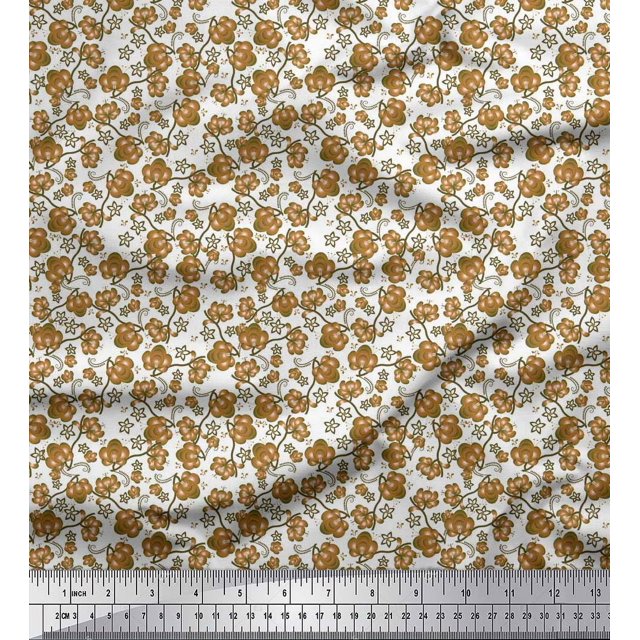 Soimoi Poly Georgette Fabric Flower Artistic Decor Fabric Printed Yard 52 Inch Wide