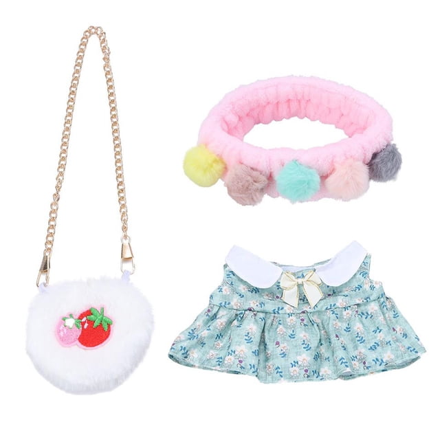 Ropa para muñecas, ropa para muñecas de peluche, conjunto informal de sombrero, diadema, patos, ropa para muñecas. pompones de colores