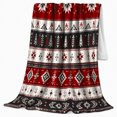 thumbnail image 2 of Nordic Winter Holiday Star Pattern, Festive Holiday Scene, Warm Flannel Blanket for Living Room and Reading Nook with Detailed Artwork, Art Lovers Christmas Gift, Festive Home Decor, 2 of 7