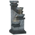 thumbnail image 3 of Outsunny 33.5" Outdoor Water Fountain, 4-Tier Floor Standing Resin Cascading Bowls Waterfall Fountain with LED Lights, Pump, 3 of 10