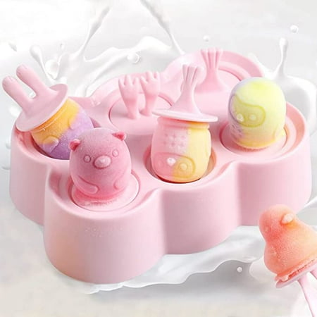 

Silicone Popsicle Molds Flexible Animal Shape Popsicle Molds with Reusable Stick Maker Homemade Popsicle Molds for Kids 6 Cavities (Pink)