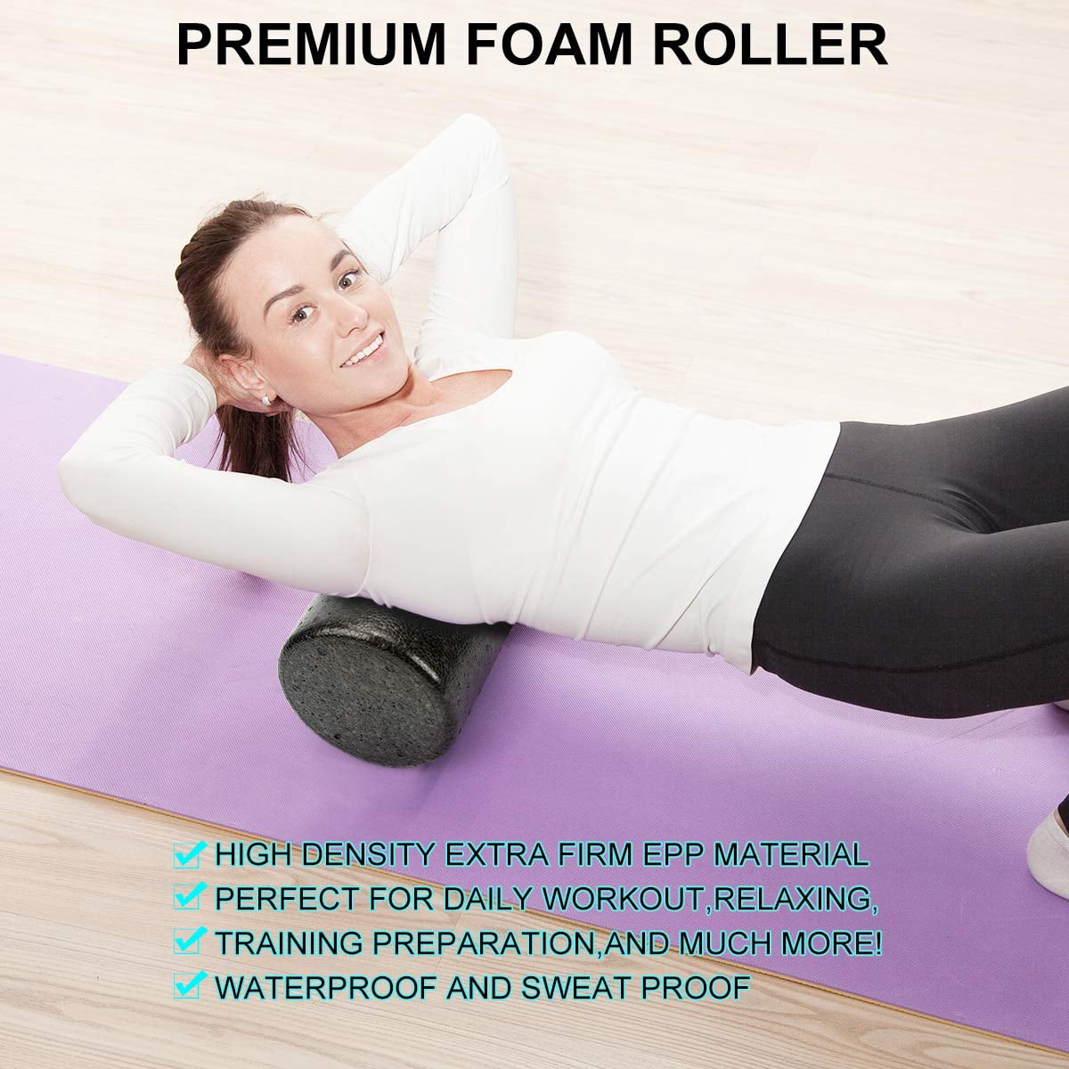 Foam Roller Set - High Density  Stick 2 Foot Fasciitis Ball Stretching Strap For Whole Body Physical & Exercise Yoga Leg Deep Tissue