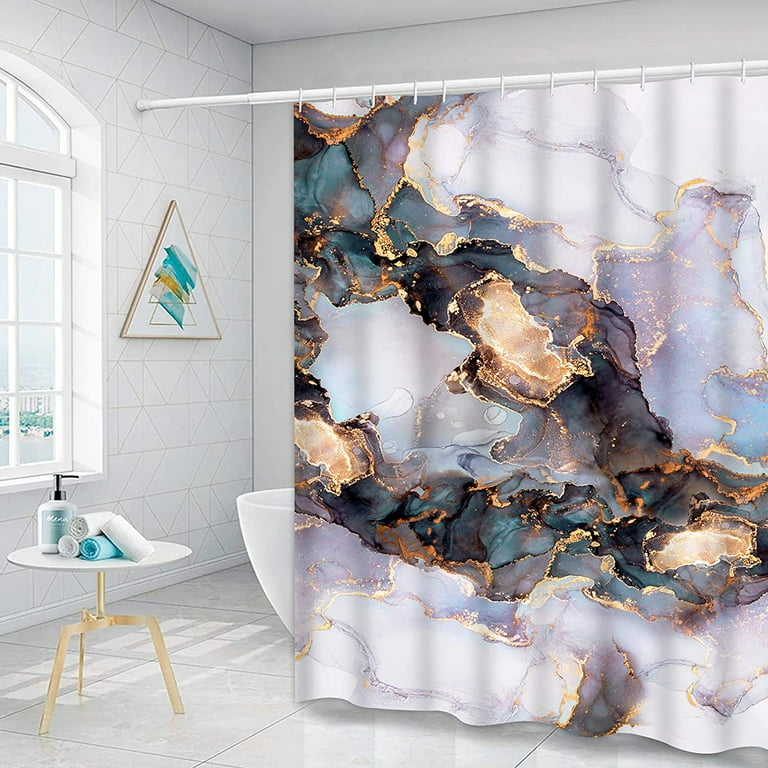 Ikfashoni Marble Shower Curtain Extra Long Oxford Fabric Waterproof Bath Curtains Purple Luxury For Bathroom 69 X84 Com