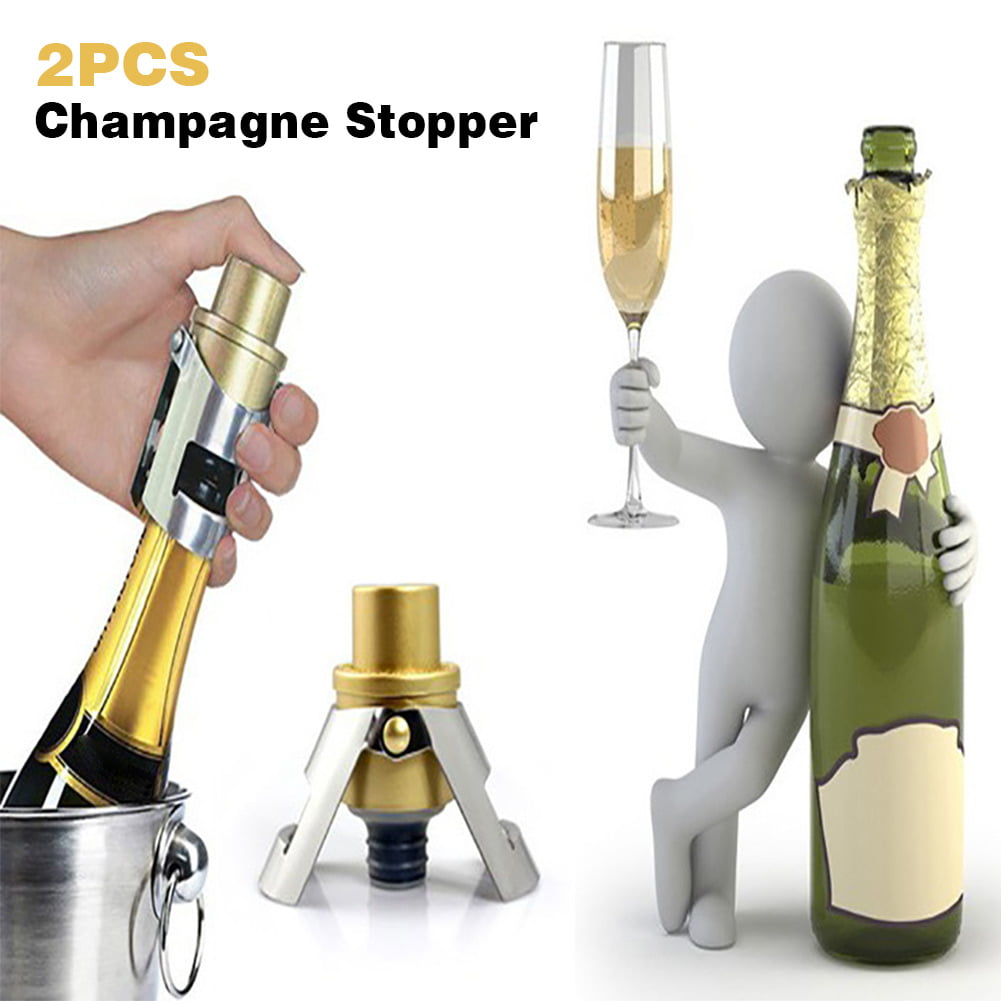 2PCS Stainless Steel Wine Stopper Bottle Plug Sparkling Champagne Sealer Tool US 