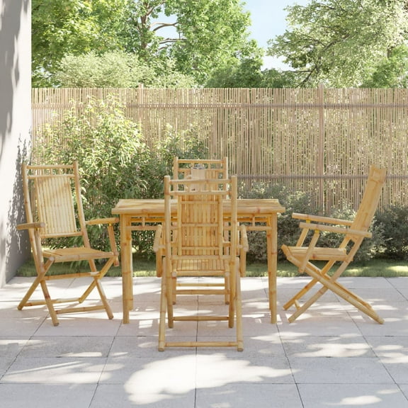 vidaXL Folding Patio Chairs 4 pcs 20.9"x26"x39" Bamboo