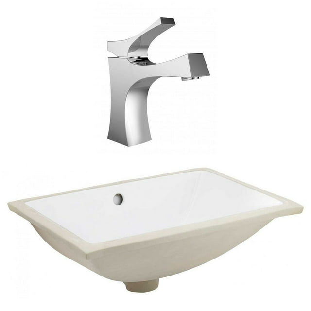 20.75-in. W CSA Rectangle Bathroom Undermount Sink Set In White - Chrome Hardware AI-23091