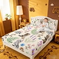 thumbnail image 3 of meiyoeat Kawaii Kitten Queen Sheets,Watercolor Floral Rustic Mushroom Queen Sheet Sets For Girl,4 Pieces,1 Flat Sheet,1 Fitted Sheet And 2 Pillowcases, 3 of 6