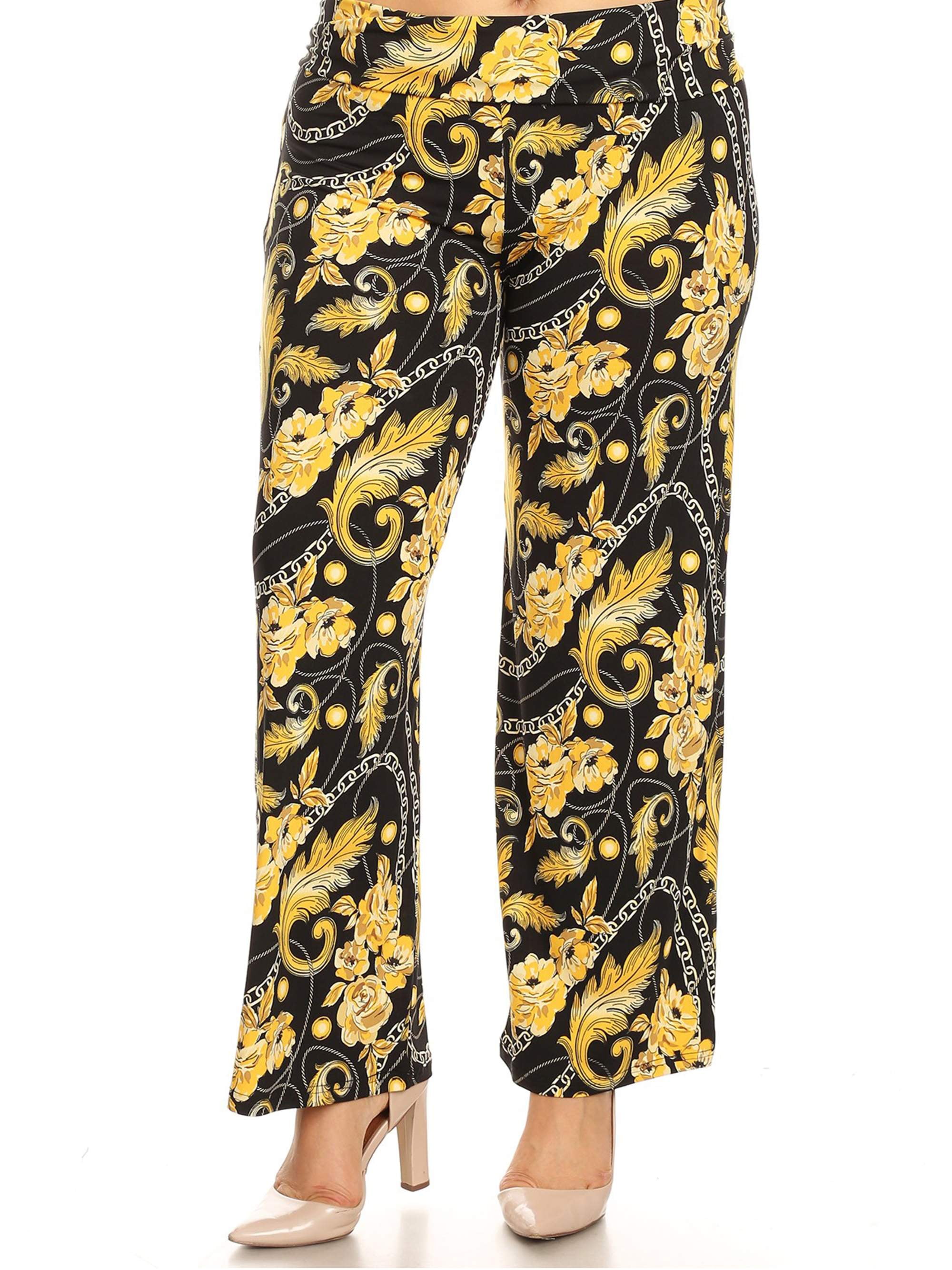 White Mark White Mark Women S Plus Size Gold Flower Palazzo