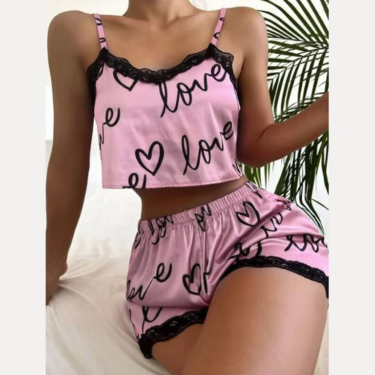 Pajamas Suit Lovers' Print Nightwear Casual 2PCS Pijamas Set