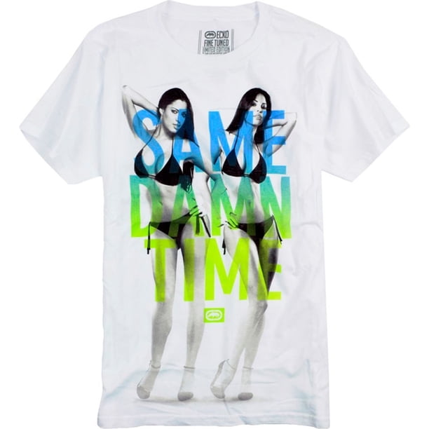 Ecko Unltd. Camiseta gráfica Fine Tuned Same Damn Time para hombre, blanca, XXX-Large
