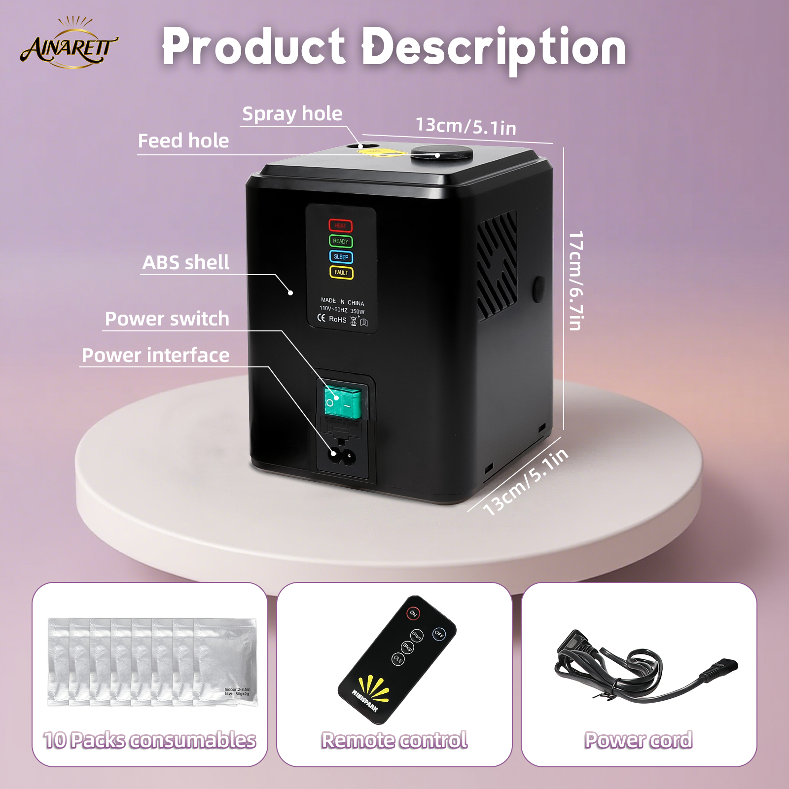 2PCS 350W Mini Cold Spark Machine, 2-3.5m Fountain Effect Portable Device with Auto Safety Cutoff - for Stage Wedding Party Events(Include 10pcs Consumables)