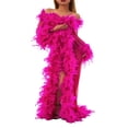 thumbnail image 4 of Peignoir à Manches Longues en Plumes pour Femmes Lingerie Transparente Kimono Robe de Mariée, 4 of 6
