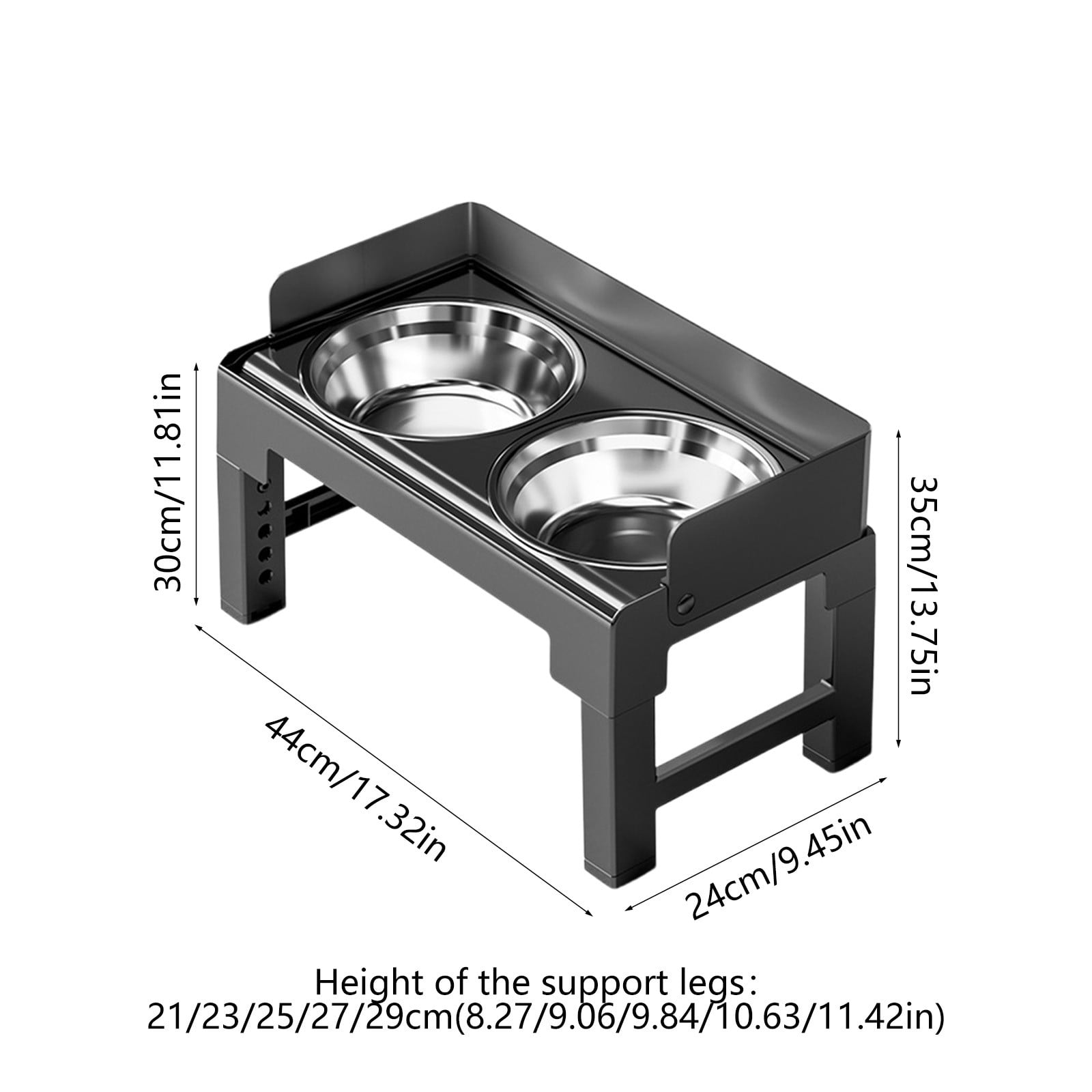 Dianli Pet Supplies Adjustable Height Elevated Stainless Steel Pet Bowls Neck Protecting Feeder Stand Double Bowl Set Includes Slow Feeder Option for Dogs Cats Pet Supplies