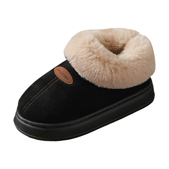 Womens Fuzzy House Slippers Indoor Outdoor Platform Non Slip Walking Shoes Winter Warm Plush Bedroom Slippers